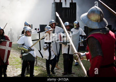 Belagerung von Marienburg Reenactment, Malbork, 2014. Stockfoto