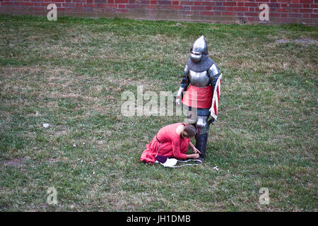 Belagerung von Marienburg Reenactment, Malbork, 2014. Stockfoto