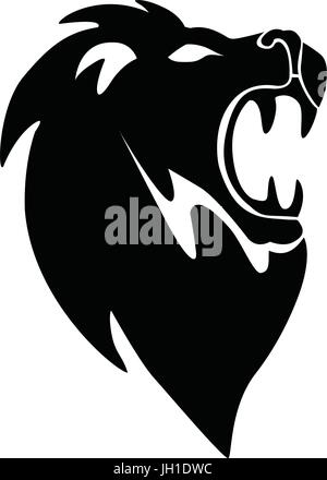 Löwenkopf - Symbol Silhouette abstrakt isoliert auf einem weißen Hintergrund, Vektor-Illustration-Zeichen-Konzept Stock Vektor