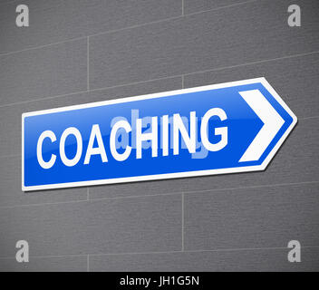 3D Illustration zeigt ein Schild mit einem coaching-Konzept. Stockfoto