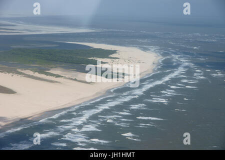 Lençois Maranhenses, Rio Preguiças, siehe Luft, Meer, Stadt, Lagunen, Caburé, Maranhão, Brasilien Stockfoto