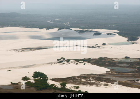 Sehen Sie, Antenne, Stadt, Lençois Maranhense, Lagunen, Maranhão, Brasilien Stockfoto