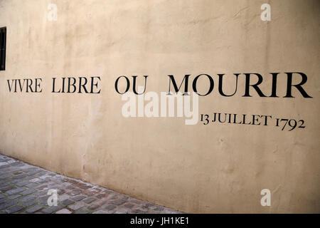 MusŽe d ' Histoire De La Ville de Marseille Marseille Stadt historisches Museum. Revolutionäre Motto: "Live free or Die". Frankreich. Stockfoto