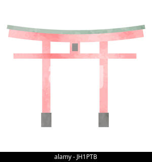 SHINTO TORII IM AQUARELL HINTERGRUND Stockfoto