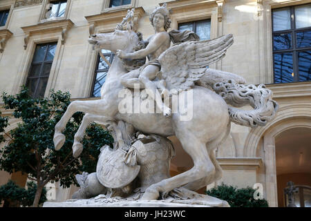 Louvre-Museum. Cour Marly. Die Marly Pferde. (18. Jh.). Frankreich. Frankreich. Stockfoto