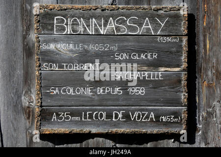 Französische Alpen. Bionnassay. GR-Wanderweg.  Frankreich. Stockfoto