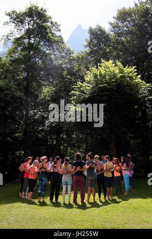 Chamonix-Yoga-Festival.  Frankreich. Stockfoto