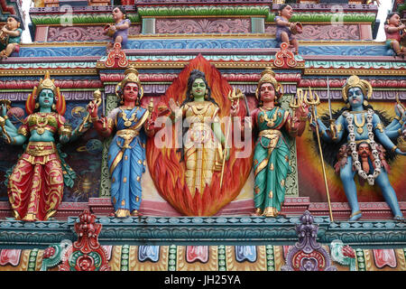 Sri Veeramakaliamman Hindu-Tempel. Hindu-Gottheiten. Singapur. Stockfoto