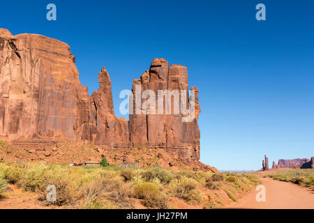 Fels-Formationen, Monument Valley Navajo Tribal Park, Arizona, Vereinigte Staaten von Amerika, Nordamerika Stockfoto