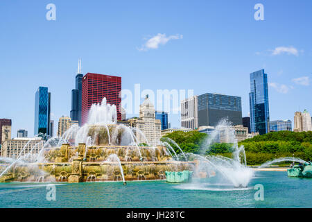 Buckingham Fountain, Grant Park, Chicago, Illinois, Vereinigte Staaten von Amerika, Nordamerika Stockfoto