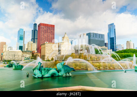 Buckingham Fountain, Grant Park, Chicago, Illinois, Vereinigte Staaten von Amerika, Nordamerika Stockfoto