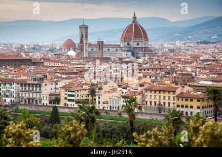 Florenz-Panorama vom Piazzale Michelangelo mit Dom, Florenz, UNESCO World Heritage Site, Toskana, Italien, Europa Stockfoto