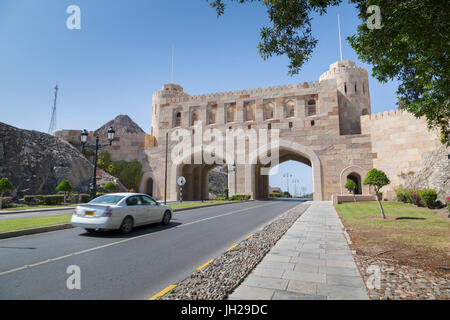 Muscat Gate und Eingang zur Stadt Muscat, Maskat, Oman, Nahost Stockfoto