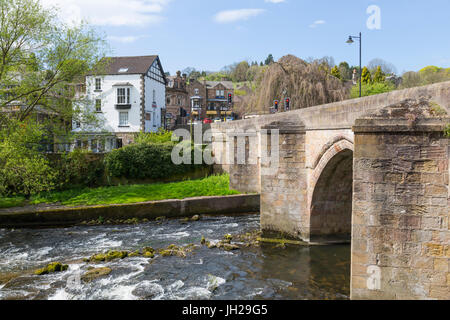 Die Brücke über den Fluss Derwent, Matlock Stadt, Derbyshire Dales, Derbyshire, England, Vereinigtes Königreich, Europa Stockfoto