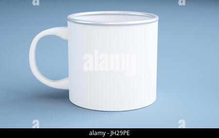 3D-Rendering des realistischen Emaille Metall weiße Tasse Stockfoto