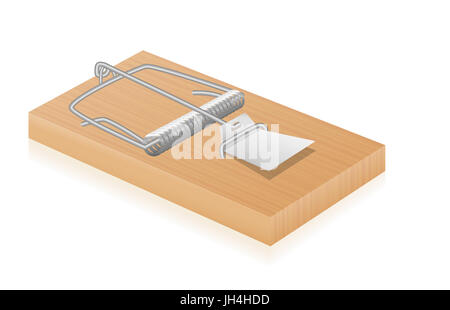 Maus Trap - klassische Vintage Feder geladen Bar Trap - Abbildung auf weißem Hintergrund. Stockfoto