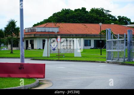 Eingang der Kadena Air Base, ein United States Air Force Base in Naha, Okinawa, beherbergt eine große amerikanische Militärpräsenz der United States Forces Stockfoto