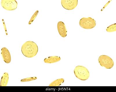 Goldene Münzen. Realistische Geld gold isoliert auf weißem Hintergrund Stock Vektor