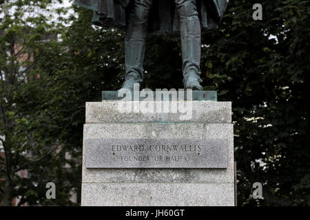 Die Edward Cornwallis Statue in Halifax, N.S., 12. Juli 2017. DIE kanadische Presse Bilder/Lee Brown Stockfoto