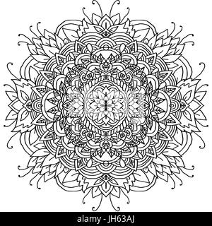 Abstrakte Mandala Ornament für Erwachsene Malbücher. Asiatische Muster. Authentischen Hintergrund schwarz und weiß. Stock Vektor