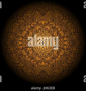Abstrakte Mandala Ornament für Erwachsene Malbücher. Asiatische Muster. Orange gradient authentischen Hintergrund. Stock Vektor