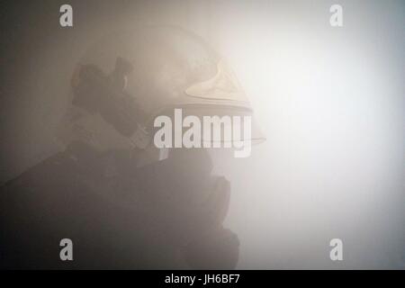 FUNKTION AUF DIE FEUERWEHRLEUTE VON RENNES, FRANKREICH Stockfoto