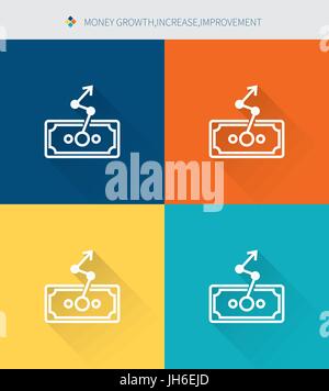 Dünne dünne Linie Icons set Geldmengenwachstum & Erhöhung und Verbesserung, modernen schlichten Stil Stock Vektor