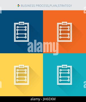 Dünne dünne Linie Symbole festlegen der Geschäftsprozess & Plan und Strategie, modernen schlichten Stil Stock Vektor