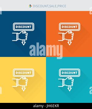 Dünne dünne Linie Symbole Satz von Rabatt Verkauf und Preis, modernen schlichten Stil Stock Vektor