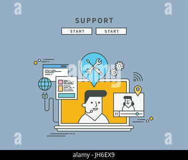 einfache Farbe Linie flache Bauweise des Supports, moderne Vektor-illustration Stock Vektor