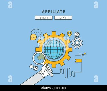 einfache Farbe Linie flachen Bauweise der Affiliate, moderne Vektor-illustration Stock Vektor