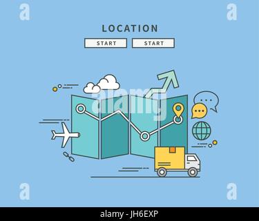 einfache Linie flachen Bauweise der Lage, moderne Vektor-illustration Stock Vektor