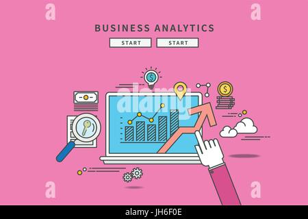 einfache Linie flache Bauform von Business Analytics, moderne Vektor-illustration Stock Vektor