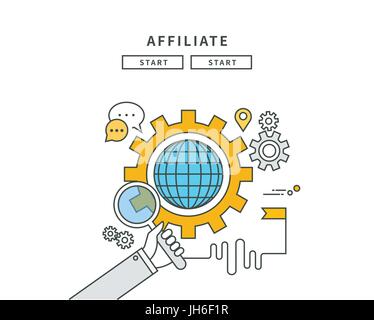 einfache Linie flachen Bauweise der Affiliate, moderne Vektor-illustration Stock Vektor