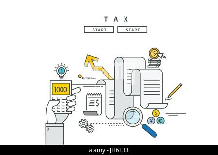 einfache Linie flache Bauweise der Steuer, moderne Vektor-illustration Stock Vektor