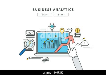 einfache Linie flache Bauform von Business Analytics, moderne Vektor-illustration Stock Vektor