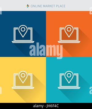 Dünne dünne Linie Symbole Satz von Internet & Weltmarkt, modernen schlichten Stil Stock Vektor