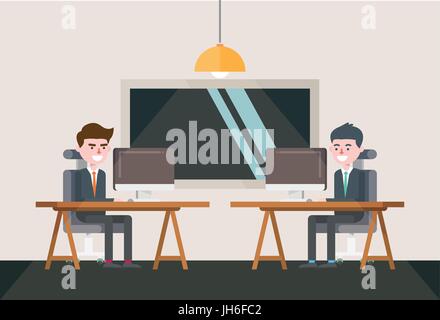 modernes Design flache Charakter-Arbeitsplatz-Vektor-illustration Stock Vektor