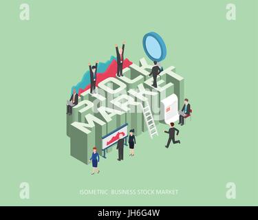 Flache 3d isometrische Vektor Illustration Börse Konzeptdesign, abstrakte urbanen moderne, hochwertige Business-Serie. Stock Vektor