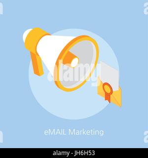 e-Mail-Marketing-Konzept-Design 3d isometrische Vektor-illustration Stock Vektor