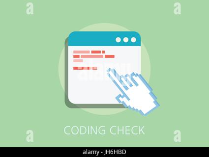Codierung Häkchensymbol Konzept flach Stock Vektor