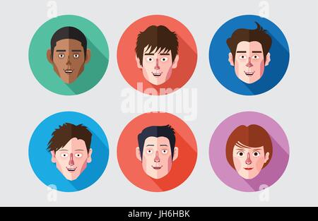 Reihe von Ausdruck Avatar flache icons Stock Vektor