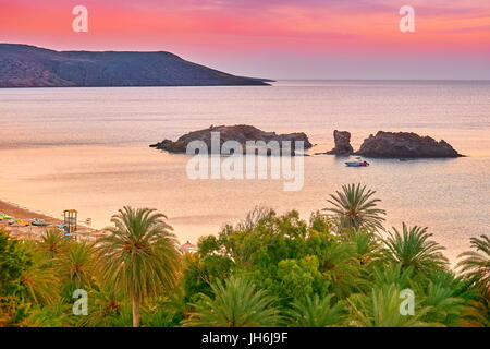 Insel Kreta - Vai Strand vor Sonnenaufgang, Griechenland Stockfoto