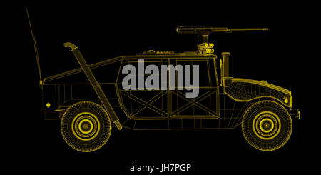 X-ray Drahtrahmen Rendern des Spiels Humvee Stockfoto