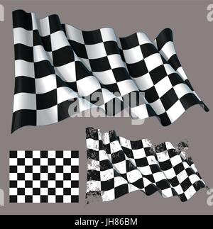 Vektor-Illustration ein Autorennen winken Finish Checker Flag. Jedes Element auf einer separaten Ebene mit klar definierten Gruppen und Untergruppen. Leicht zu bearbeiten Stock Vektor