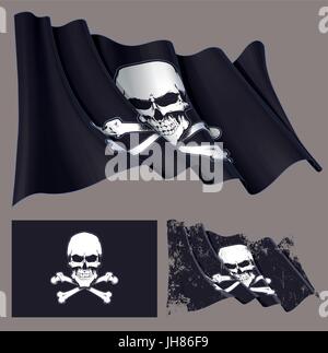 Vektor-Illustration der wehende Piratenflagge Totenkopf. Jedes Element auf einer separaten Ebene mit klar definierten Gruppen und Untergruppen. Leicht zu Stock Vektor