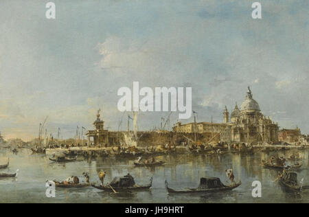 Venedig, ein Blick auf den Eingang zum Canal Grande mit der Kirche Santa Maria Della Salute und der Punta Della Dogana von Francesco Guardi Stockfoto