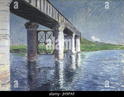 Gustave Caillebotte - Seine und die Eisenbahnbrücke bei Argenteuil (La Seine et le Pont du Chemin De Fer dArgenteuil)- Stockfoto