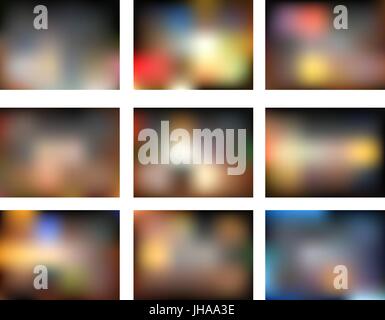 Stadt bei Nacht Hintergrund - Farbverlauf Hintergrund Sammlung / Satz Stock Vektor