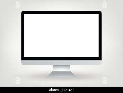 moderne Desktop-Computer-Monitor mit leeren Bildschirm auf grauem Hintergrund isoliert Stock Vektor